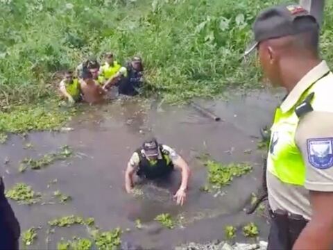 Hombre se lanzó a un pantano para evadir a la Policía